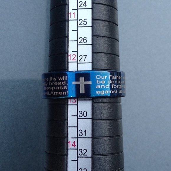 New Stainless steel blue Jesus ring size 13 - Picture 7 of 7